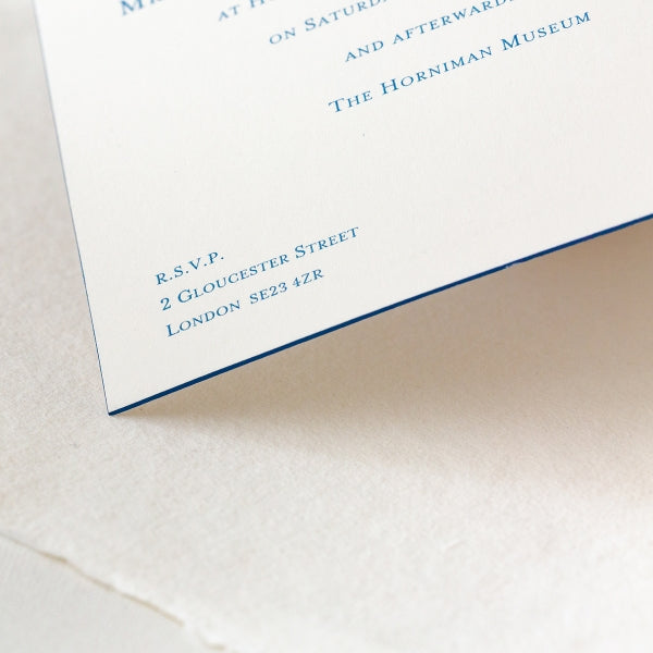 Bevel Blue Save the Date Cards