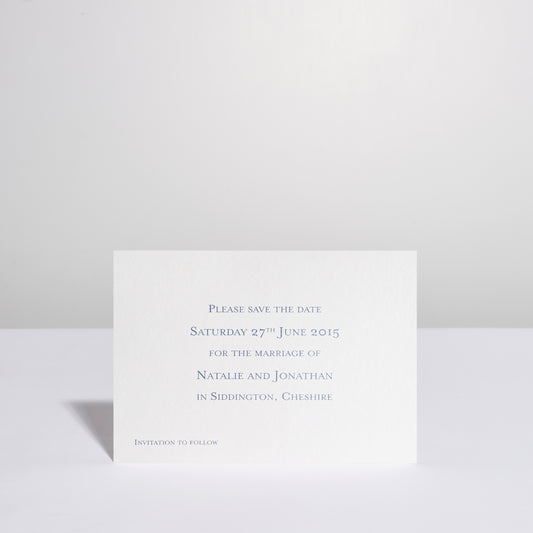 Bevel Blue Save the Date Cards