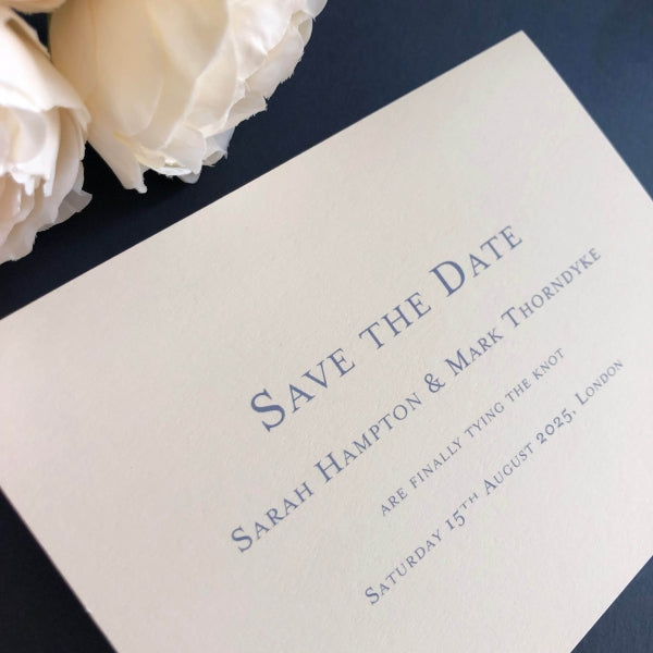 Bevel Blue Save the Date Cards