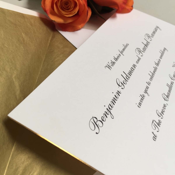 Shelley gold wedding invitations