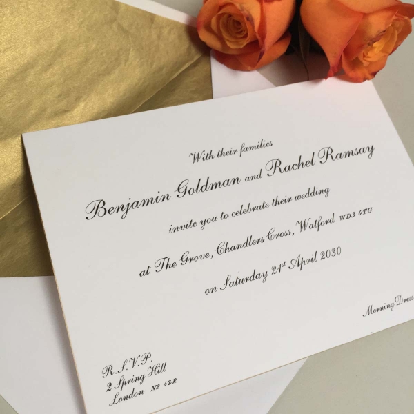 Shelley gold wedding invitations