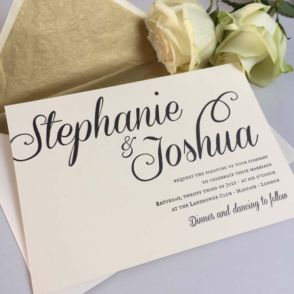 Stephanie black wedding invitations