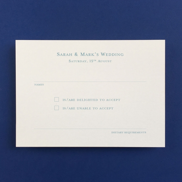 Bevel Blue Reply Cards - Wedding Stationery