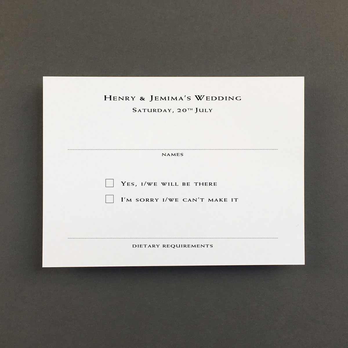 Racing Green Reply Cards - Wedding Stationery