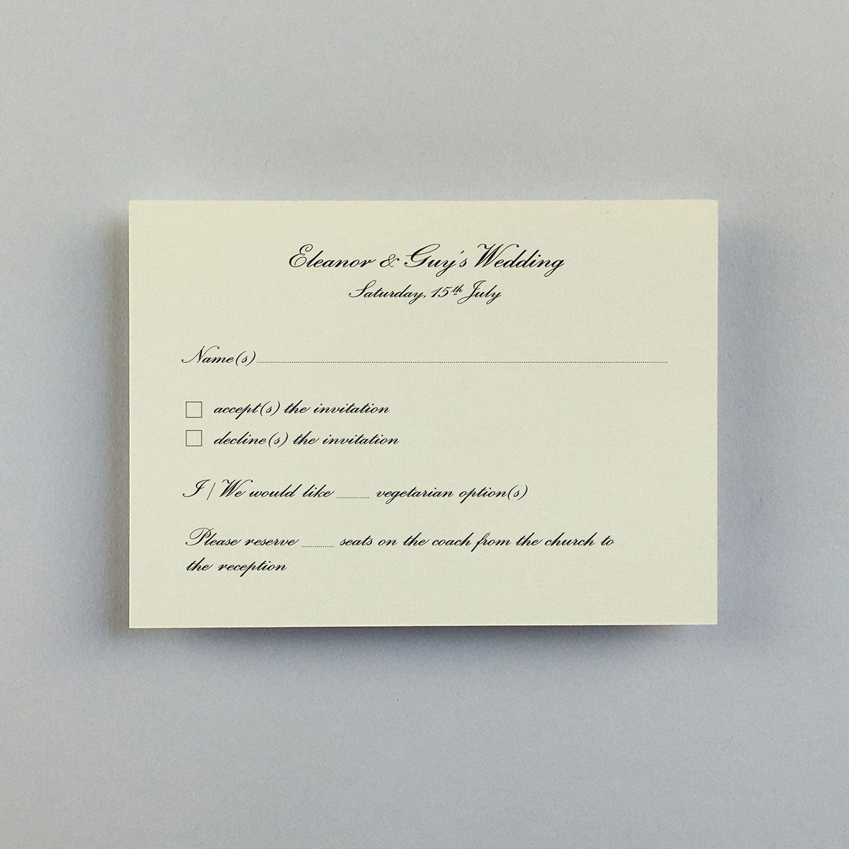 Wilberforce Traditional Reply Cards - Wedding Stationery.
