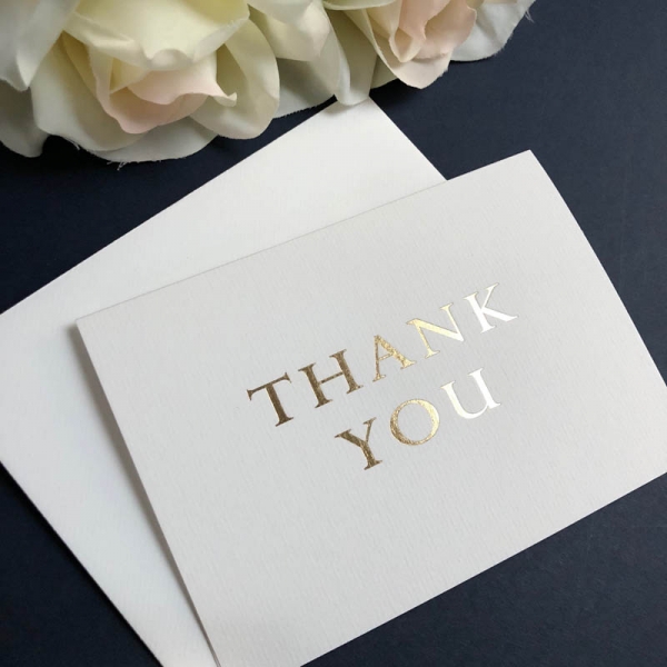 Gold foil thank you card