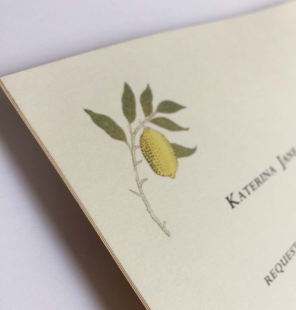 Lemon motif wedding invitation