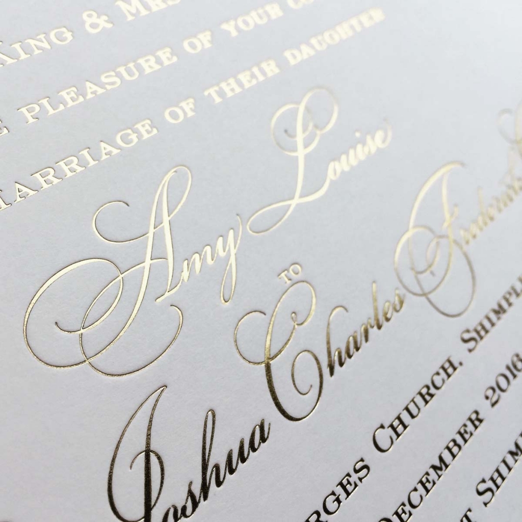 gold foil wedding invitation