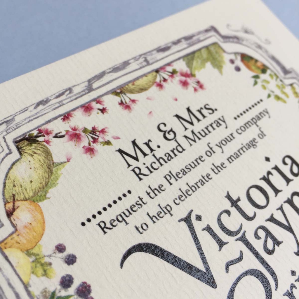 Floral illustrated wedding invitation