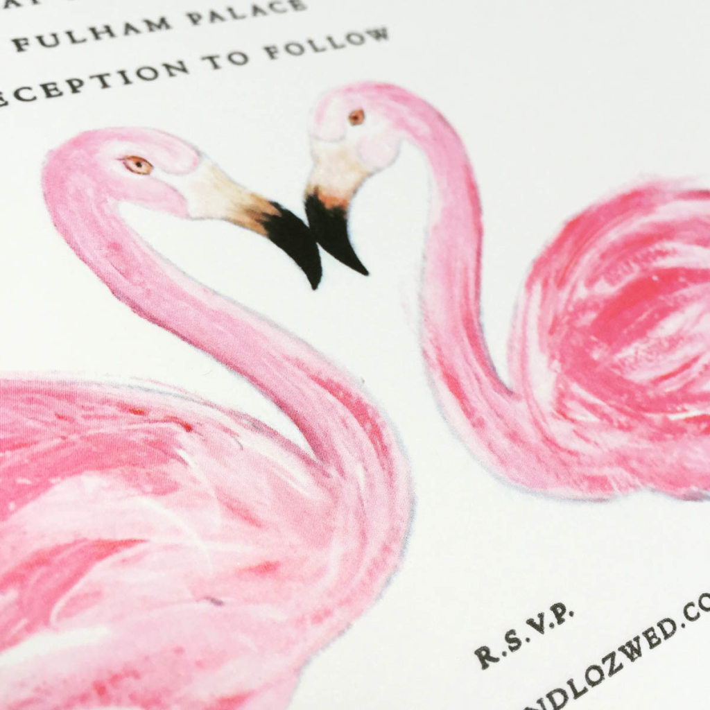 flamingo wedding invitation