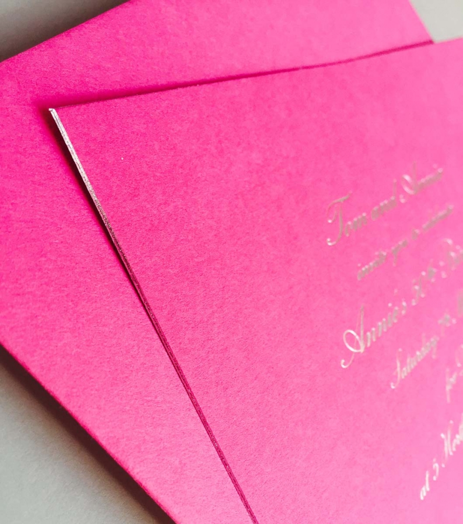 pink and silver invitation