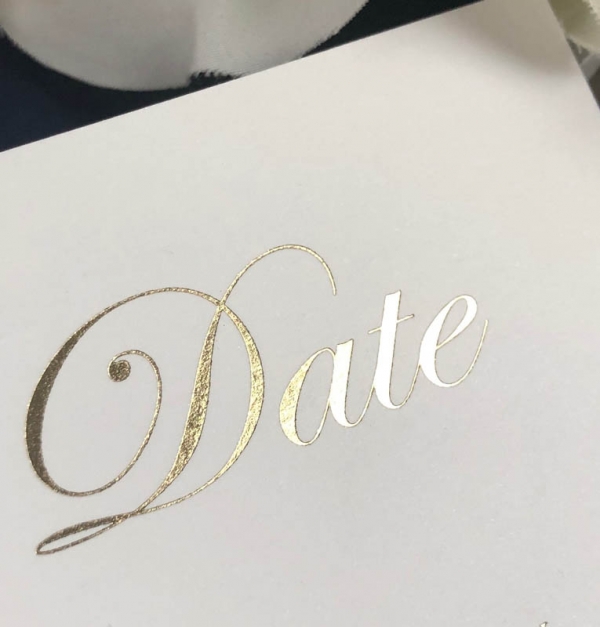 GB Gloss Gold Save the date card