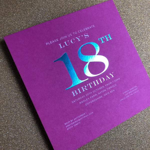 foiled birthday invitations