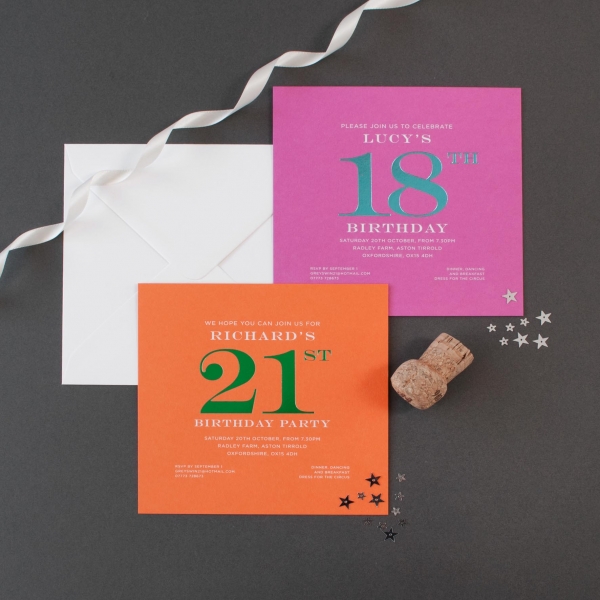 foiled birthday invitations