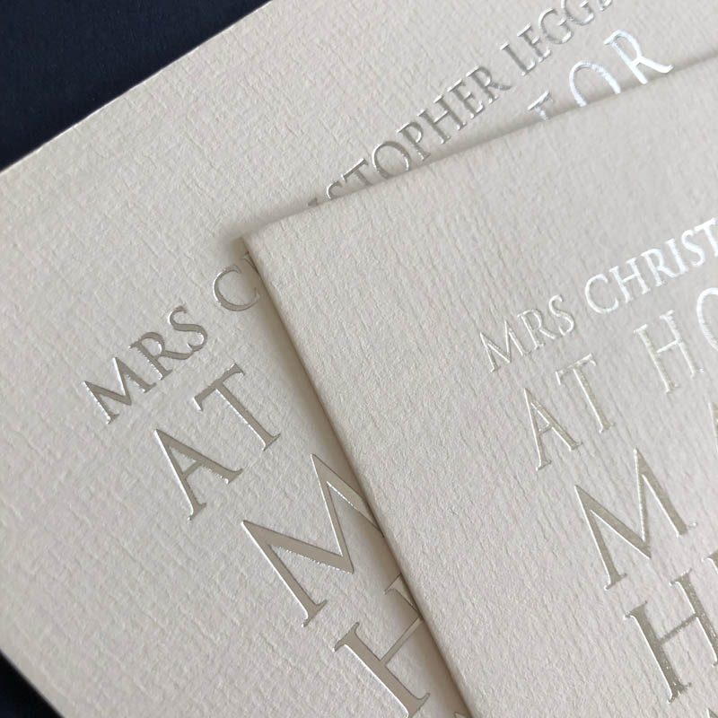 Silver foiled square wedding invitation