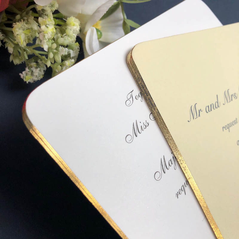 Rounded edged wedding invitations