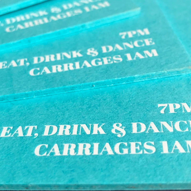 Thick turquoise and white party invitation