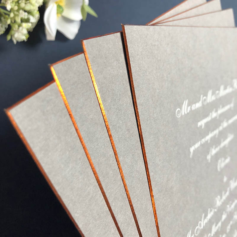 Foiled edged wedding invitation