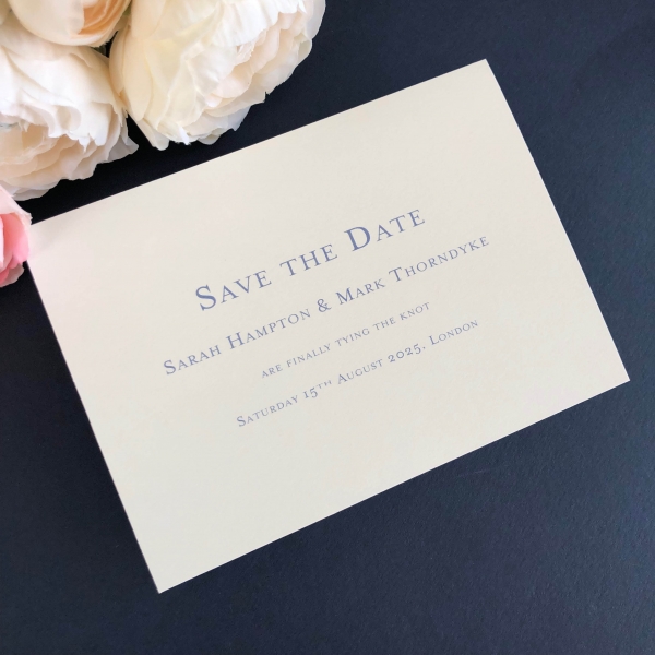 Bevel Blue Save the Date cards