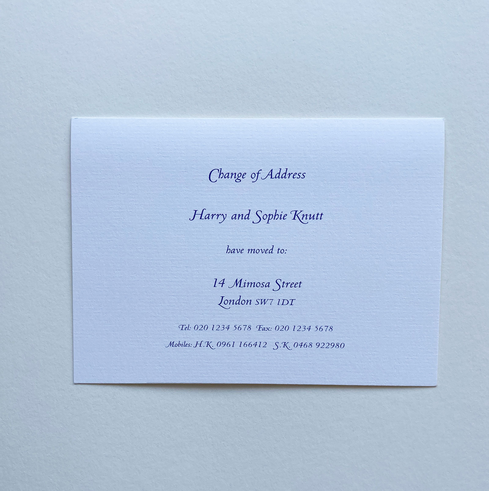 Style 6 Change of Address Cards White Laid
