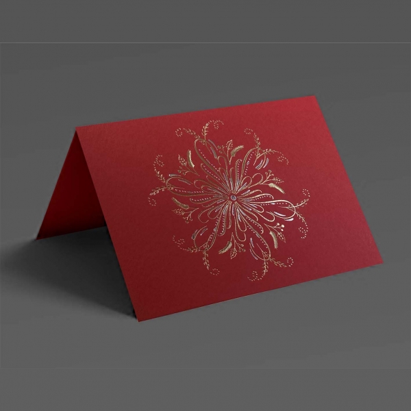 Vermillion with Gold and Silver Foil