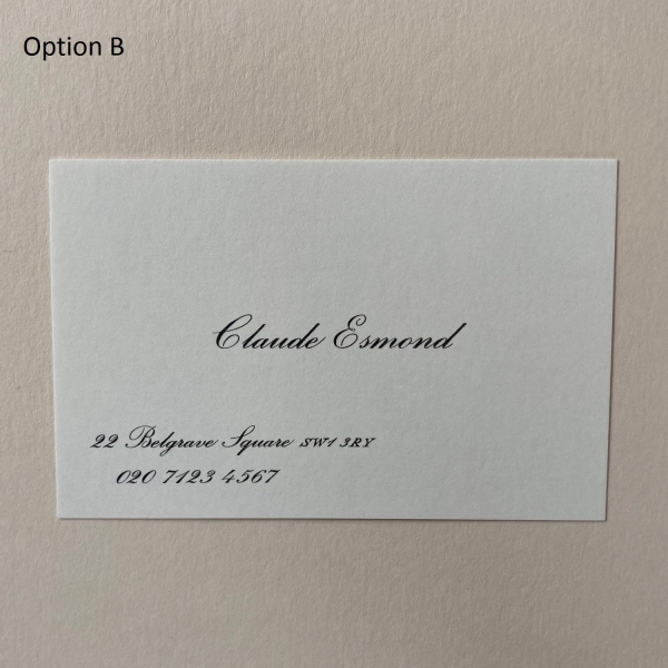 Style 1 option B in black on ivory card